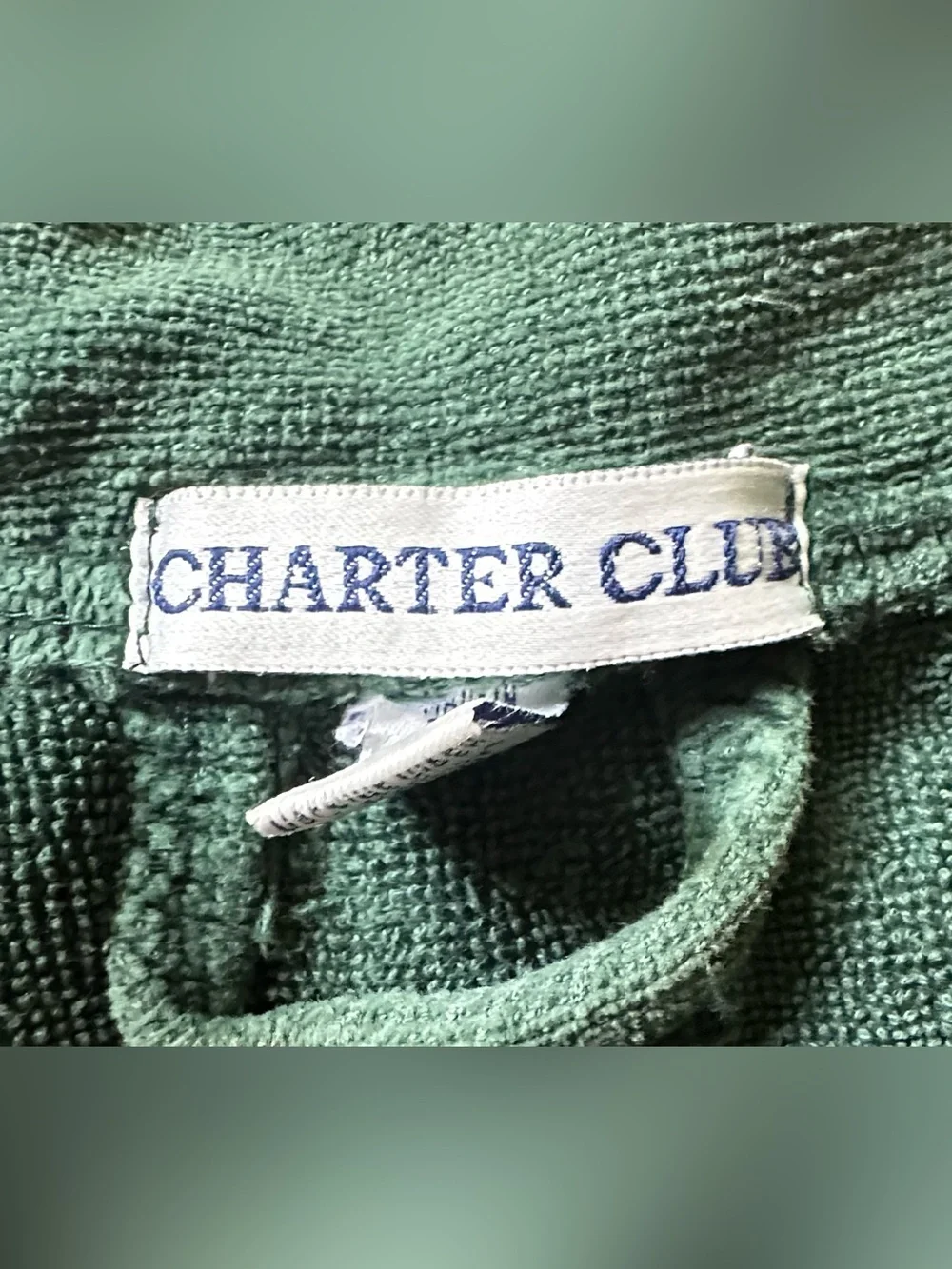 VINTAGE• Charter Club • forest green • 100% cotton • long spa bath robe • turkey